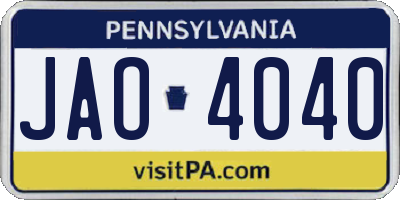 PA license plate JAO4040