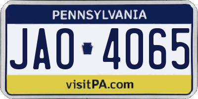 PA license plate JAO4065