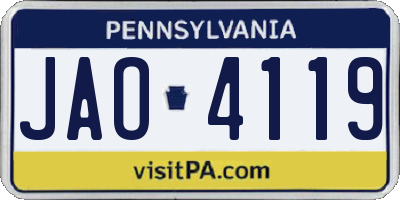 PA license plate JAO4119