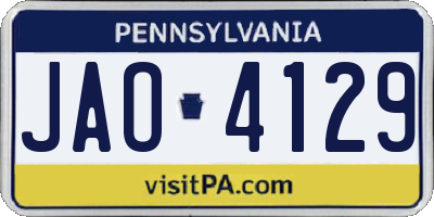 PA license plate JAO4129