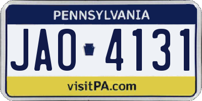 PA license plate JAO4131