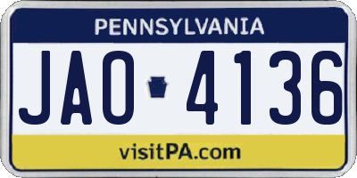 PA license plate JAO4136