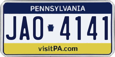 PA license plate JAO4141