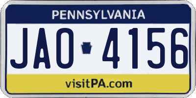 PA license plate JAO4156