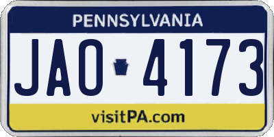 PA license plate JAO4173