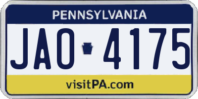 PA license plate JAO4175