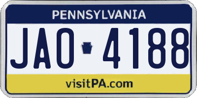 PA license plate JAO4188
