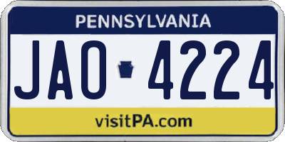 PA license plate JAO4224