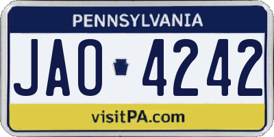 PA license plate JAO4242