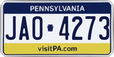 PA license plate JAO4273
