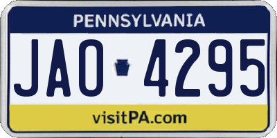 PA license plate JAO4295