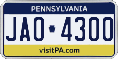 PA license plate JAO4300