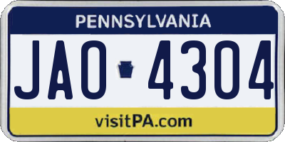 PA license plate JAO4304