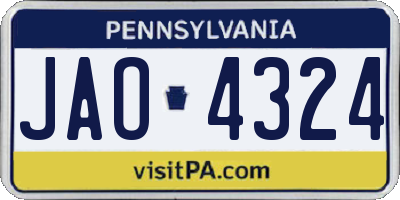 PA license plate JAO4324