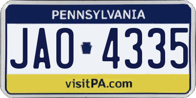 PA license plate JAO4335