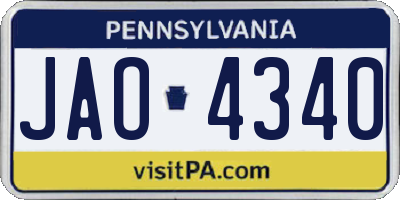 PA license plate JAO4340