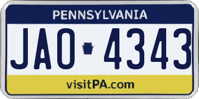 PA license plate JAO4343