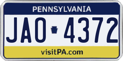 PA license plate JAO4372