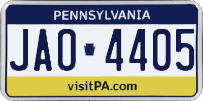 PA license plate JAO4405