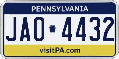 PA license plate JAO4432