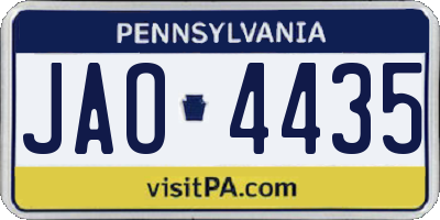 PA license plate JAO4435
