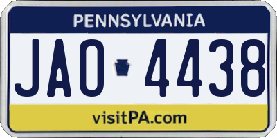 PA license plate JAO4438