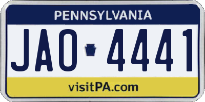 PA license plate JAO4441