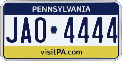 PA license plate JAO4444