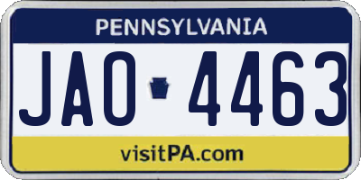 PA license plate JAO4463
