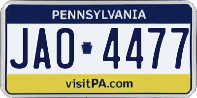 PA license plate JAO4477
