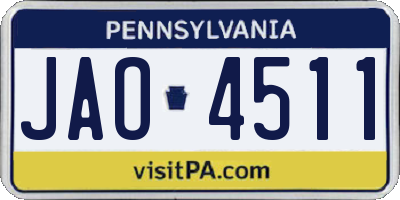 PA license plate JAO4511