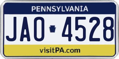 PA license plate JAO4528