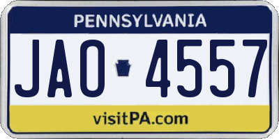PA license plate JAO4557