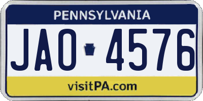 PA license plate JAO4576