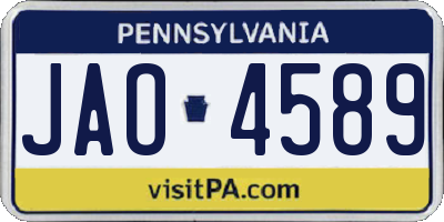 PA license plate JAO4589