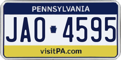 PA license plate JAO4595