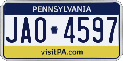 PA license plate JAO4597