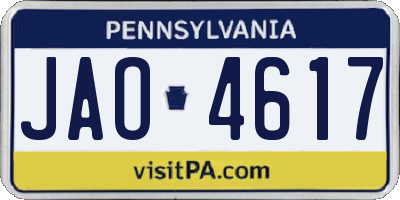PA license plate JAO4617