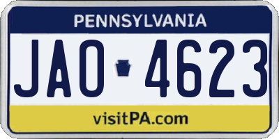 PA license plate JAO4623