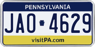 PA license plate JAO4629
