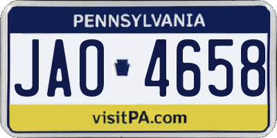 PA license plate JAO4658