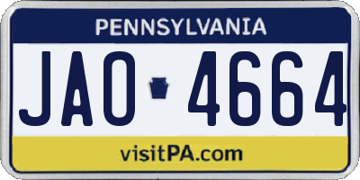 PA license plate JAO4664