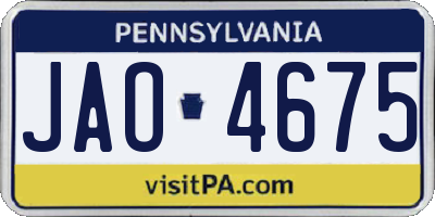 PA license plate JAO4675