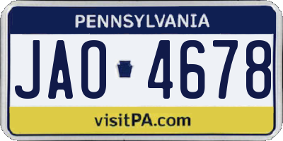 PA license plate JAO4678
