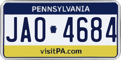 PA license plate JAO4684