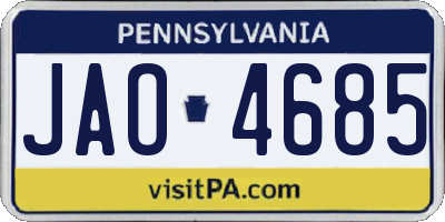 PA license plate JAO4685