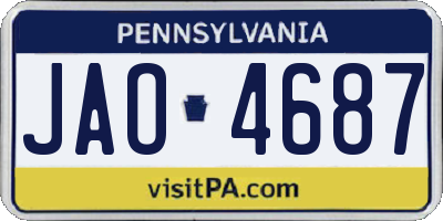 PA license plate JAO4687