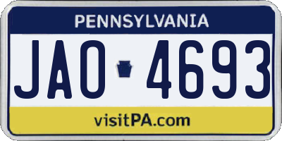 PA license plate JAO4693