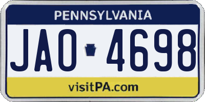 PA license plate JAO4698