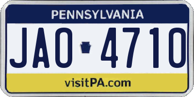 PA license plate JAO4710